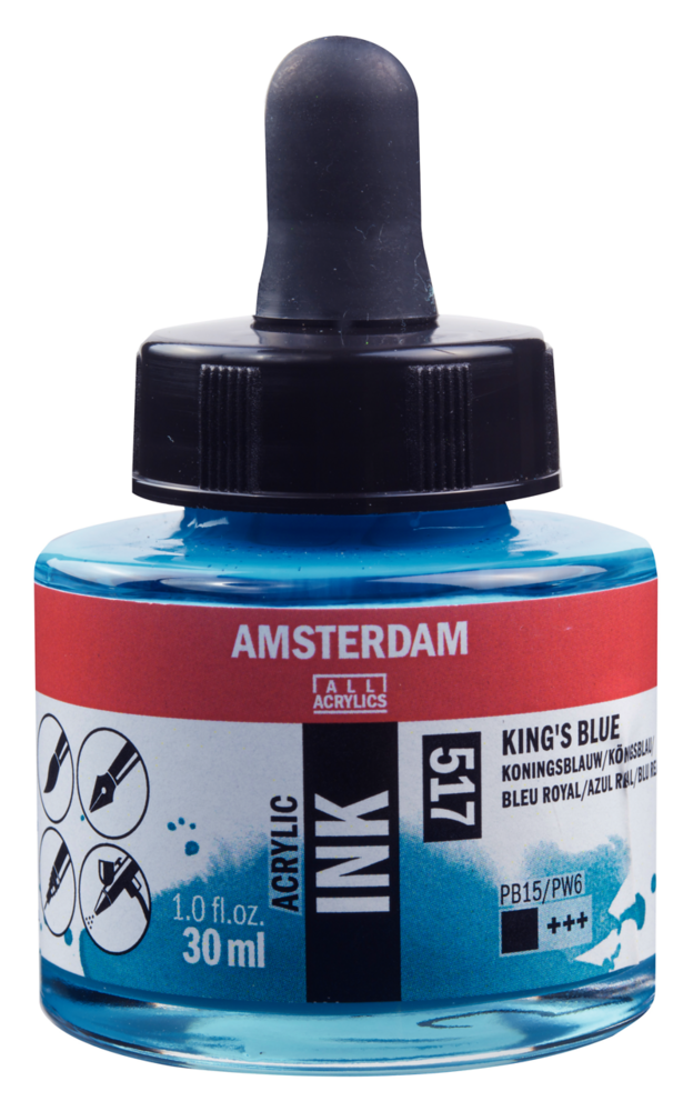 Koningsblauw Acryl Inkt Amsterdam 30 ML Kleur 517