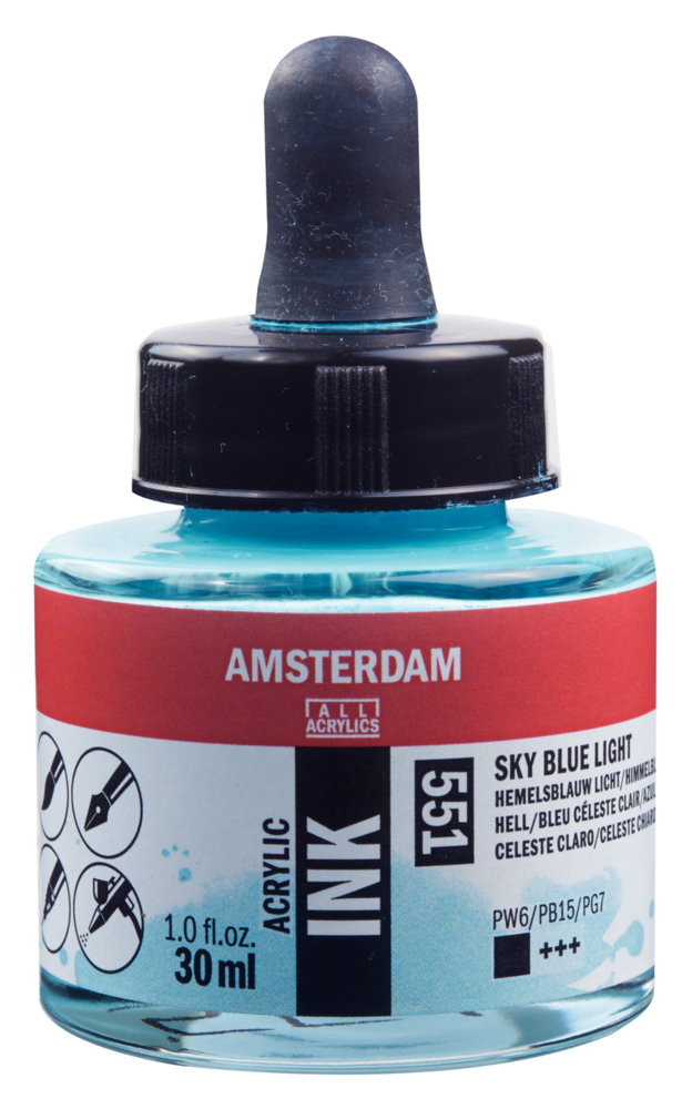 Hemelsblauw licht Acryl Inkt Amsterdam 30 ML Kleur 551