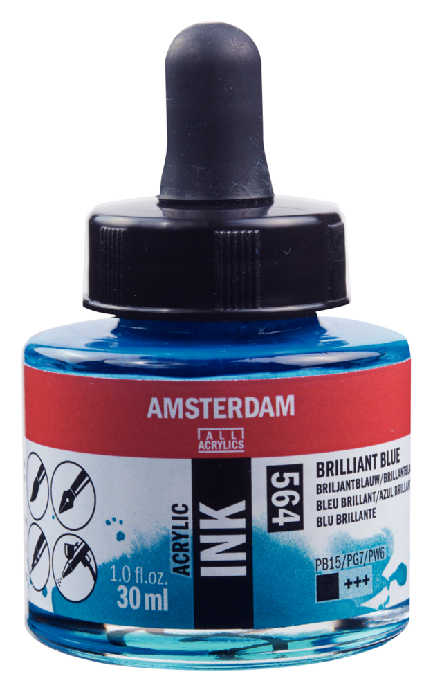 Briljantblauw Acryl Inkt Amsterdam 30 ML Kleur 564