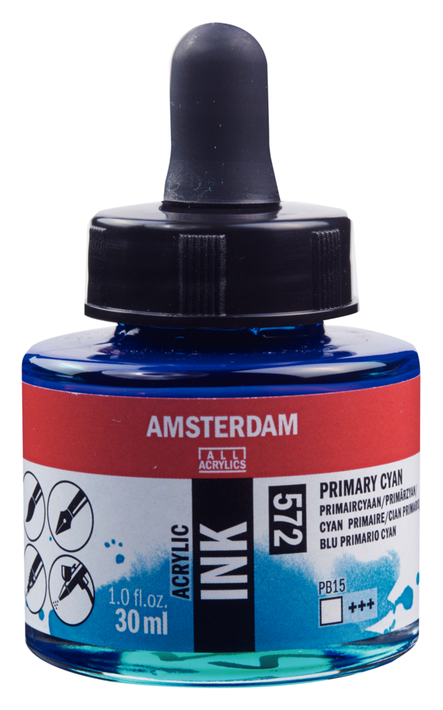 Primair Cyaan Acryl Inkt Amsterdam 30 ML Kleur 572