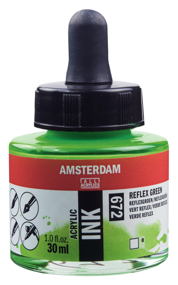 Reflexgroen Acryl Inkt Amsterdam 30 ML Kleur 672