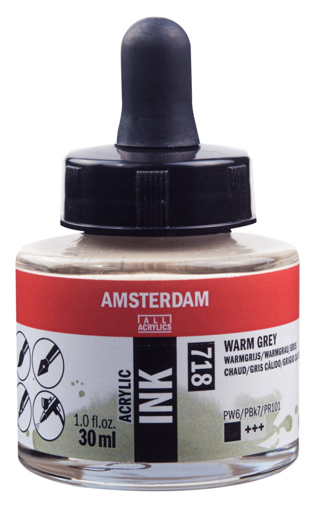 Warmgrijs Acryl Inkt Amsterdam 30 ML Kleur 718