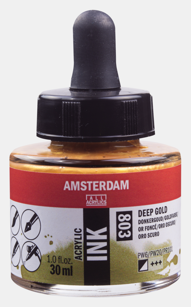 Donkergoud Acryl Inkt Amsterdam 30 ML Kleur 803