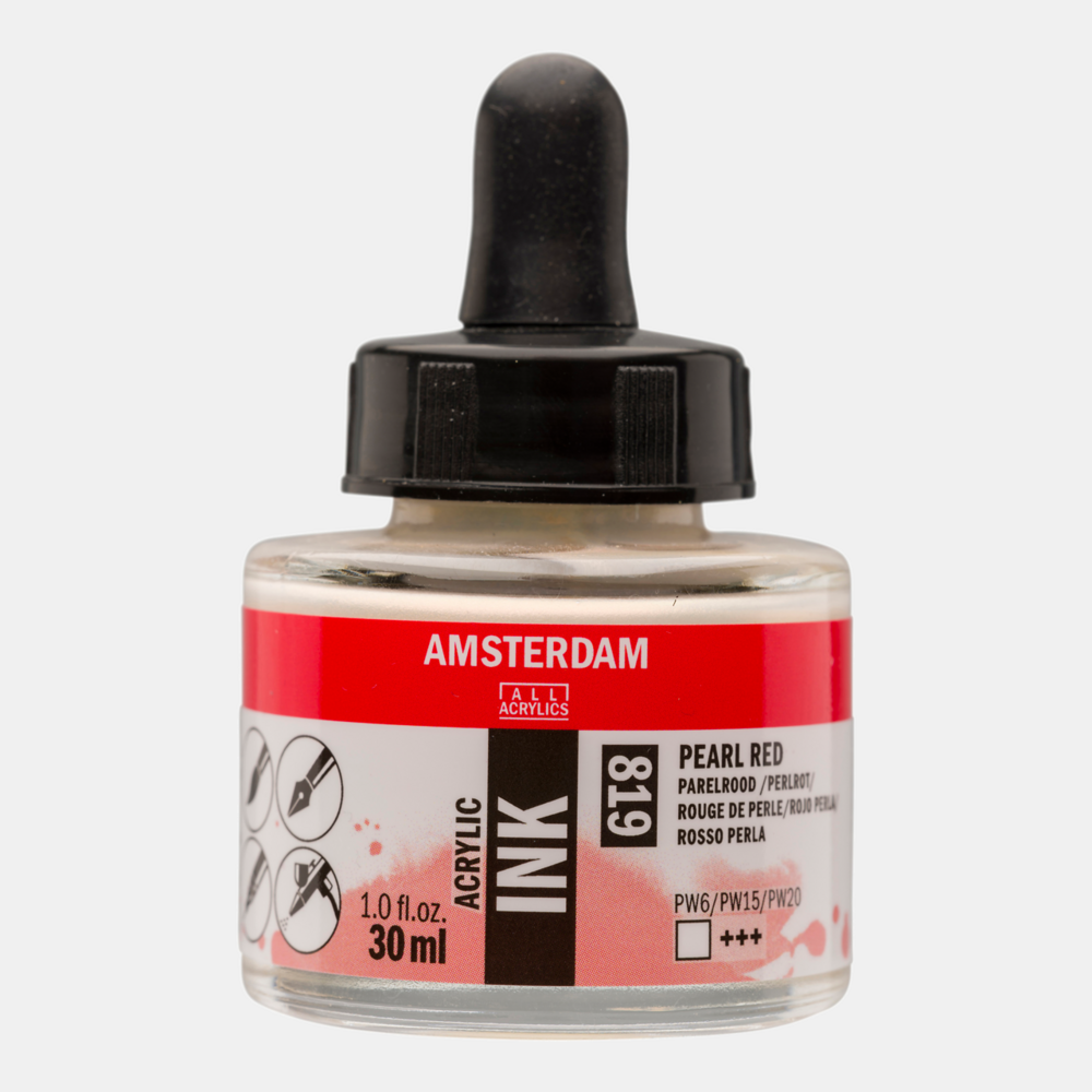 Parelrood Acryl Inkt Amsterdam 30 ML Kleur 819