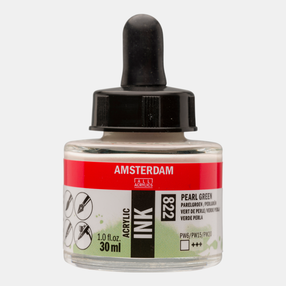 Parelgroen Acryl Inkt Amsterdam 30 ML Kleur 822