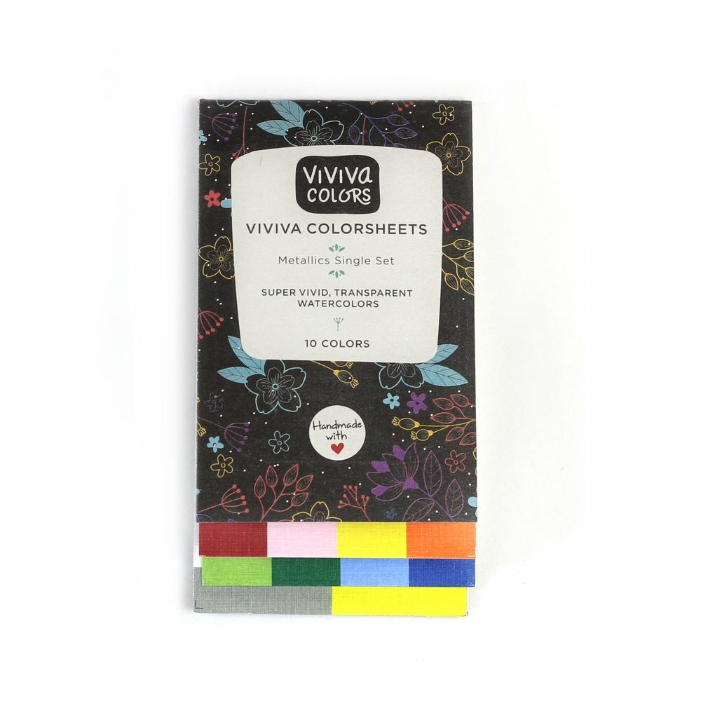 10 Metallic kleuren Set Viviva Coloursheets Aquarelverf