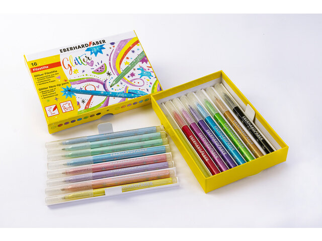 16 x Eberhard Faber Glitter Viltstiften Assortiment kleuren