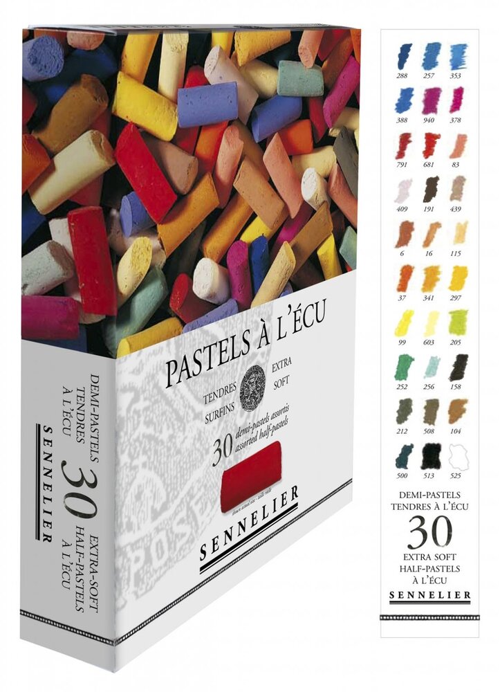 Karton doosje Pastel &agrave; l'ecu 30 1/2 halve pastels standaard kleuren van Sennelier