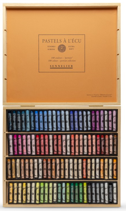 Portrait selectie" 100 extra soft pastel in luxe houten kist van Sennelier"