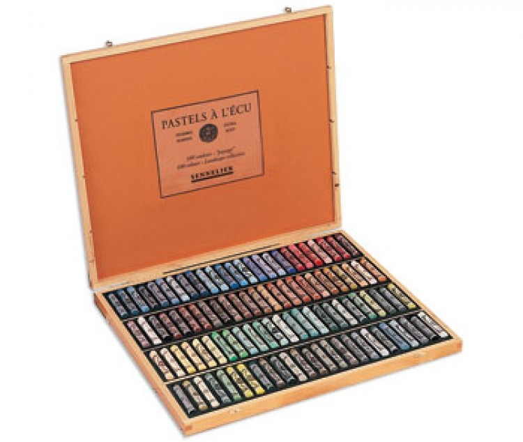 Landschap selectie" 100 extra soft pastel in luxe houten kist van Sennelier"