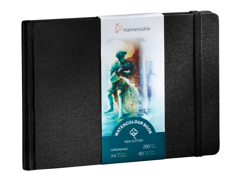 A4 (landscape) Hahnem&uuml;hle Hardcover Cold Pressed Watercolour Book 100% katoen 60 bladen 250 grams
