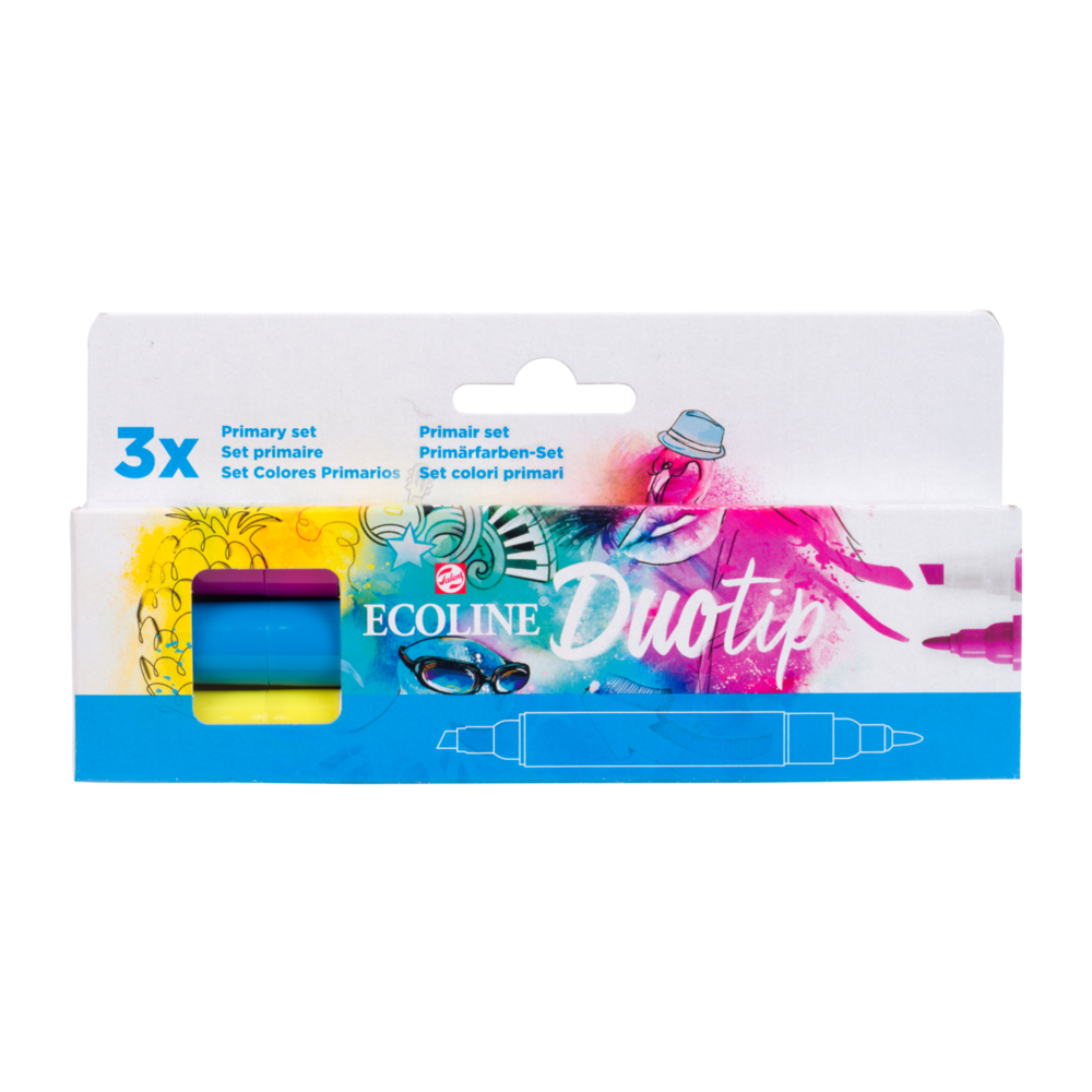 3 Primaire kleuren set Ecoline Duotip van Talens Set 900