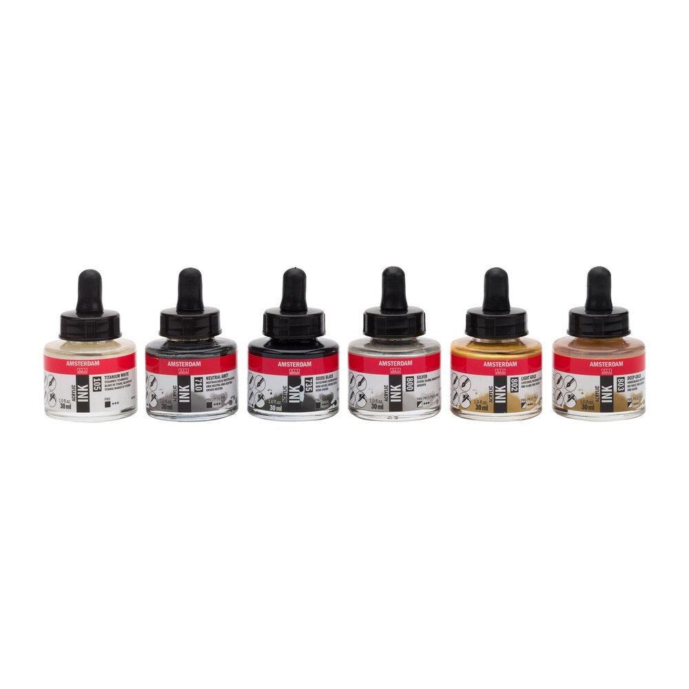 Lettering set Acryl Inkt Amsterdam 6 x 30 ML