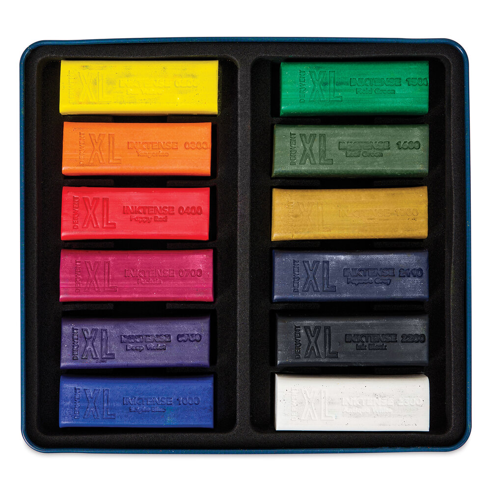 Derwent Inktense XL Blocks set in metalen etui met 12 kleuren