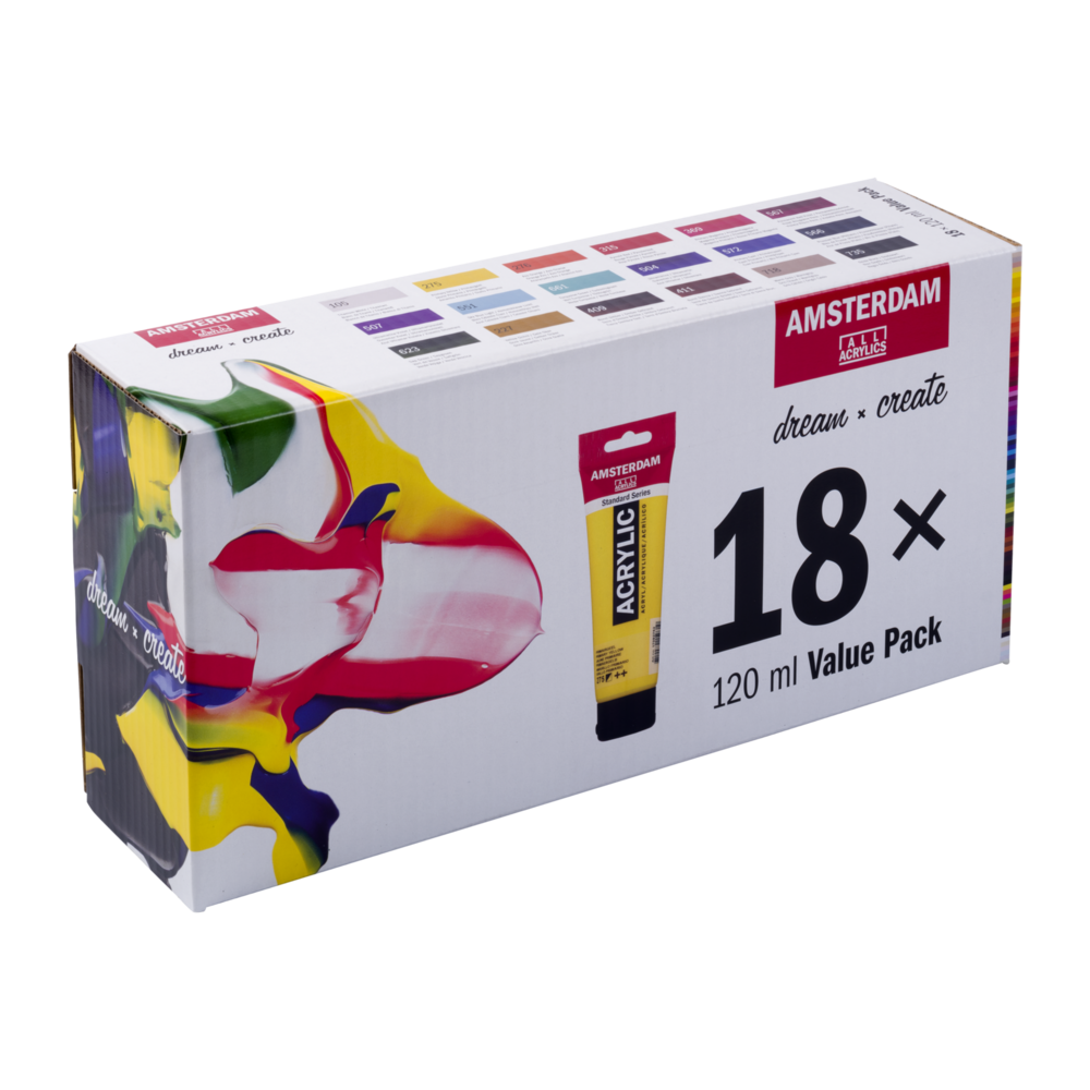 Value pack Amsterdam Standard Series Acrylverf 18 x 120 ml 