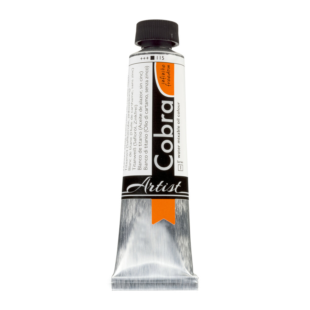 Titaanwit (Saffloerolie, zinkvrij) Cobra Artist watermengbare olieverf 40 ML (S 1) Kleur 115
