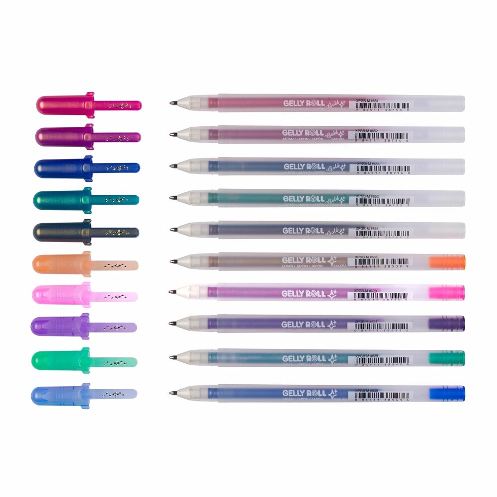 10 x Gelly Roll pennen Gold &amp; Silver Shadow set van Sakura