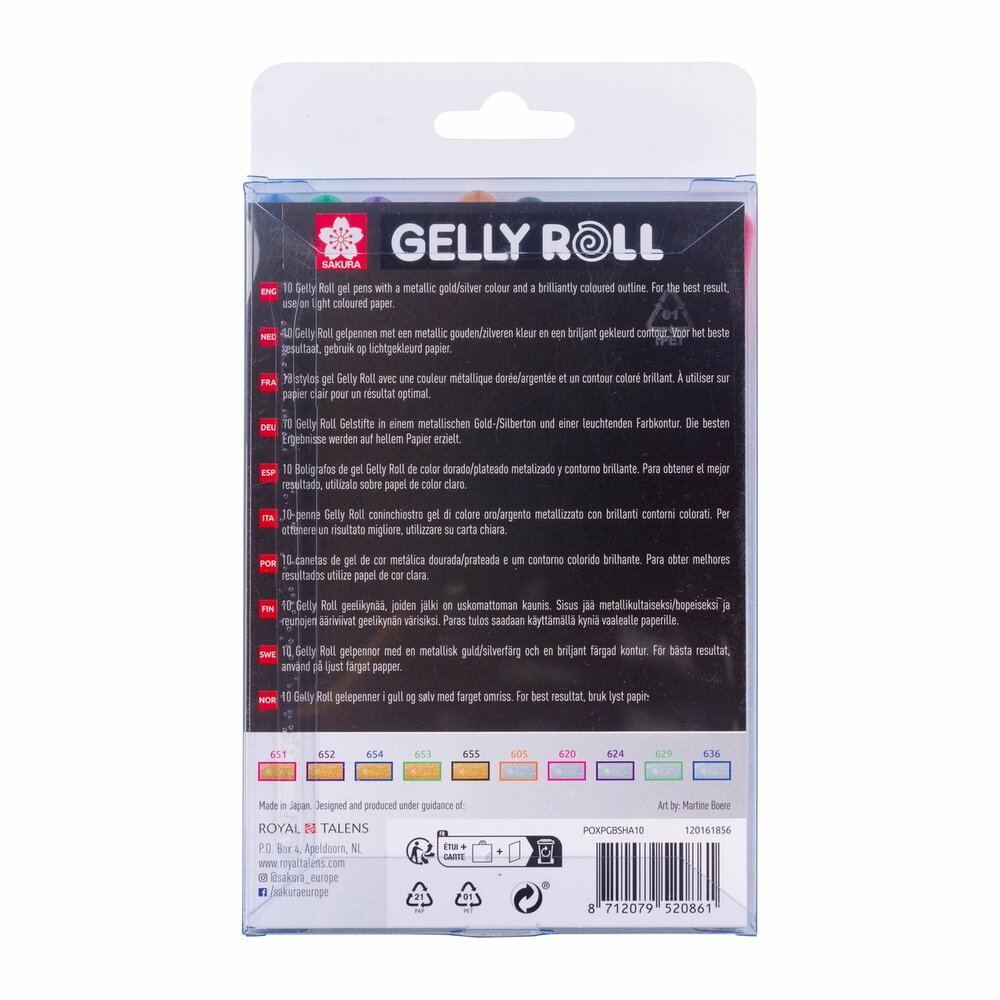 10 x Gelly Roll pennen Gold &amp; Silver Shadow set van Sakura