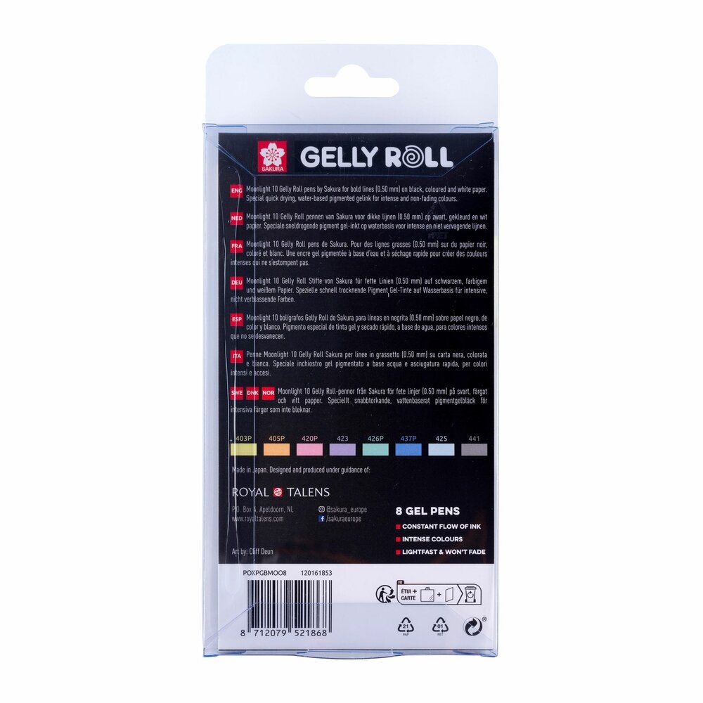 8 x Gelly Roll pennen (0,5 mm) Moonlight (10) set Pastel van Sakura
