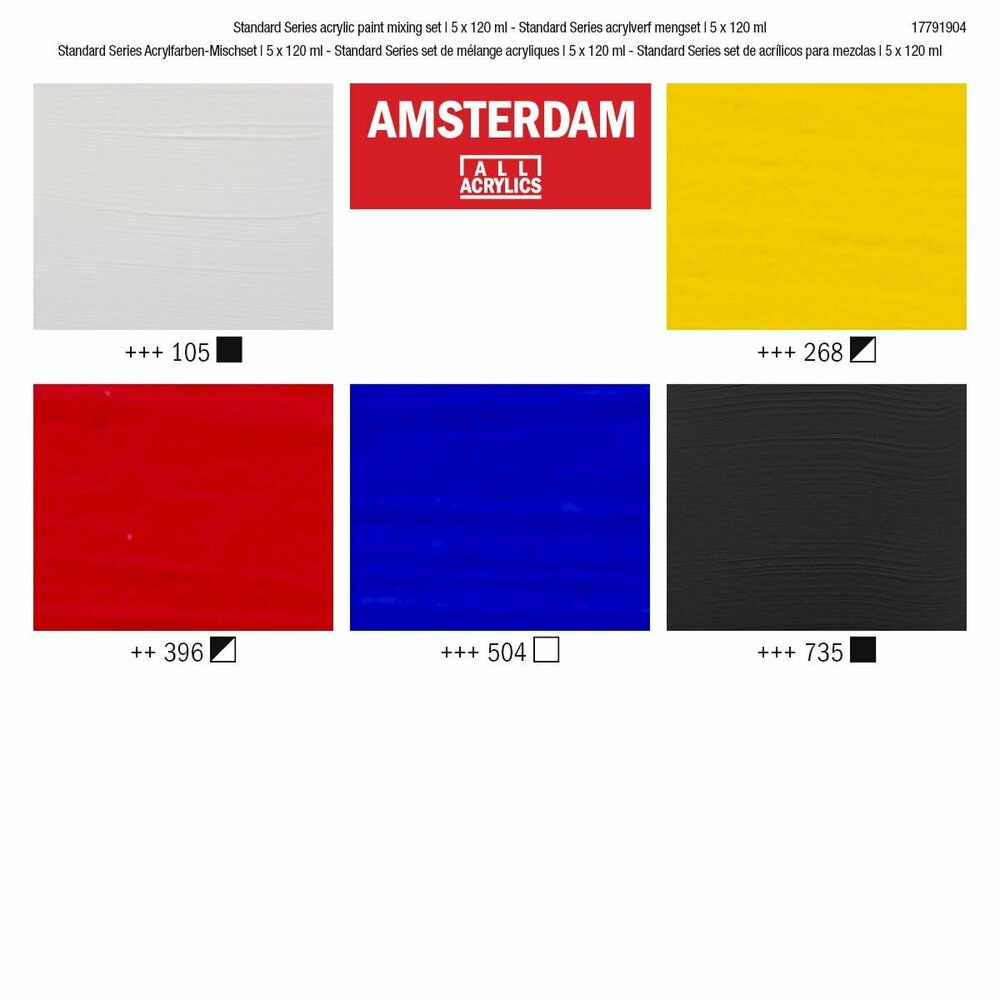 5 x 120 ML Meng set Amsterdam Standard Series Acrylverf