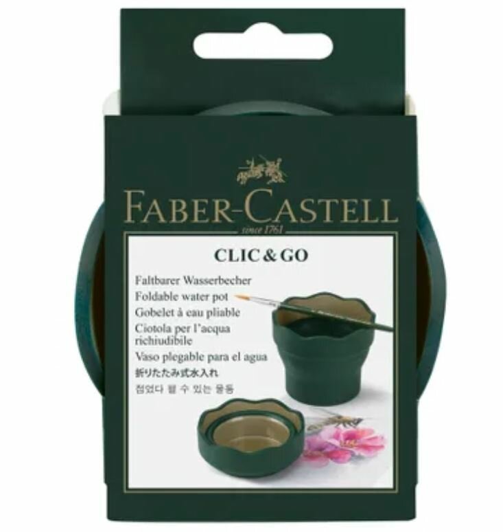 Groene vouwbare watercup / waterbeker Faber-Castell Clic&amp;Go
