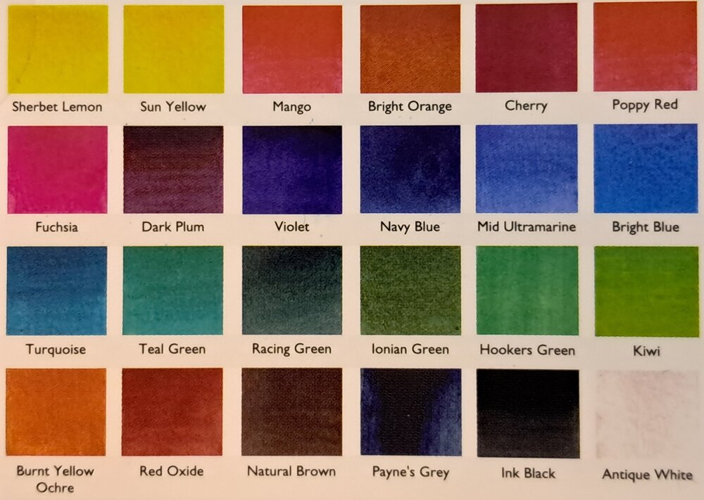 24 kleuren in halve napjes Inktense Paint pan set van Derwent