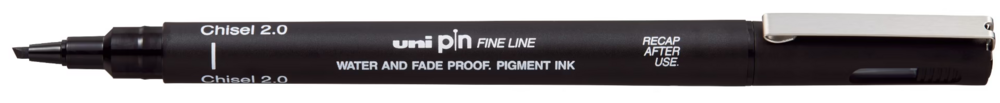 Schuine punt 2mm (Chisel) Uni Pin fineliner zwart