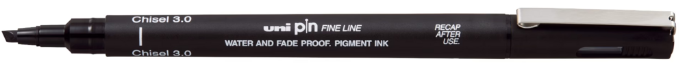 Schuine punt 3mm (Chisel) Uni Pin fineliner zwart