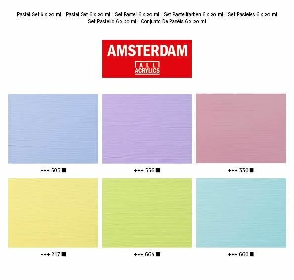 6 x 20 ML Pastel kleuren set Amsterdam Standard Series Acrylverf