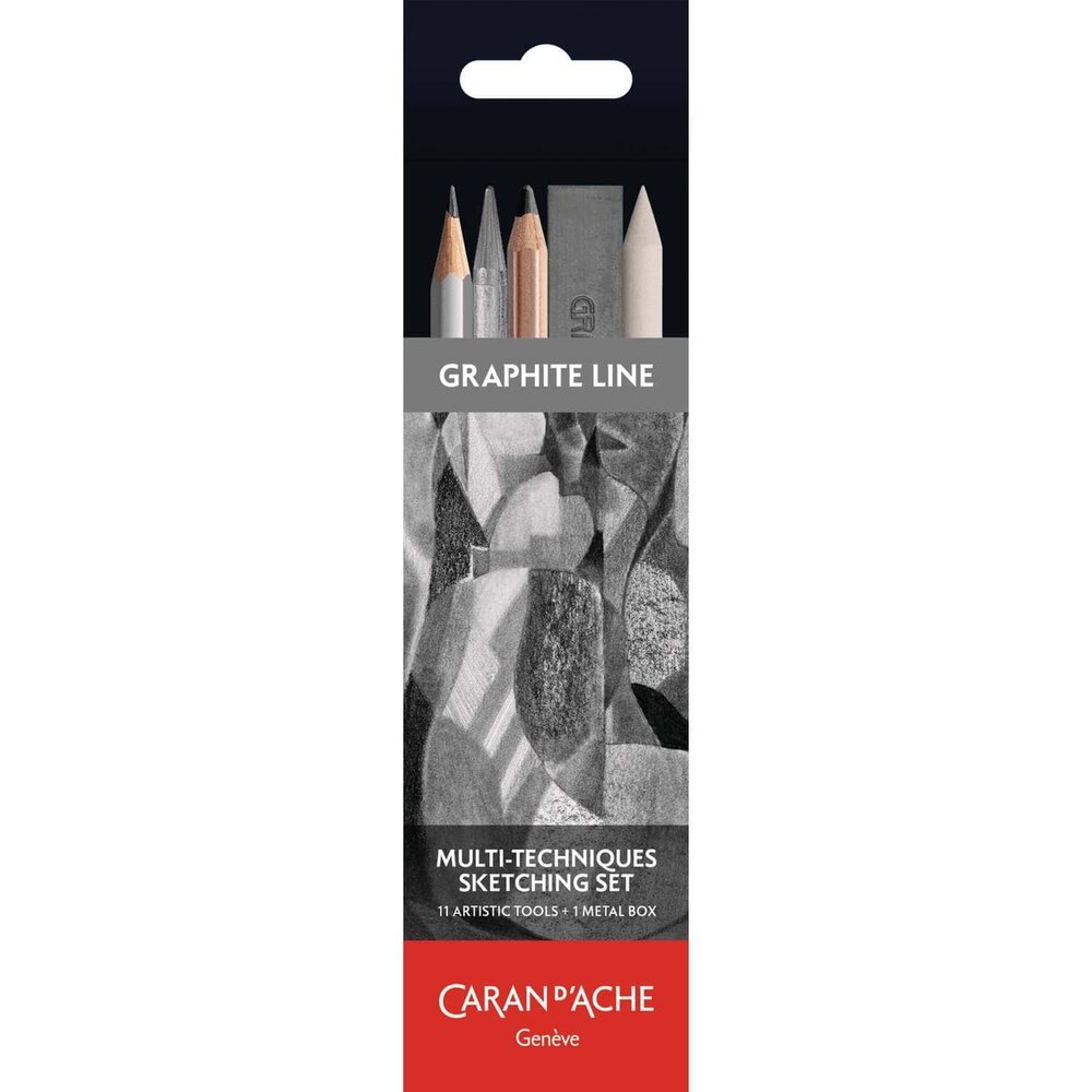 Set van 5 Graphite / Grafiet potloden 3 stiften &amp; accessoires Caran d'Ache Grafwood