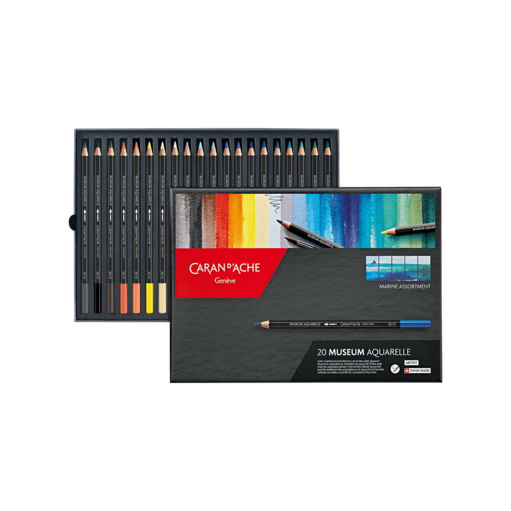 Set met 20 Zeelandschap kleuren /  Caran d'Ache Museum Aquarelpotlood / Pencil Set 920