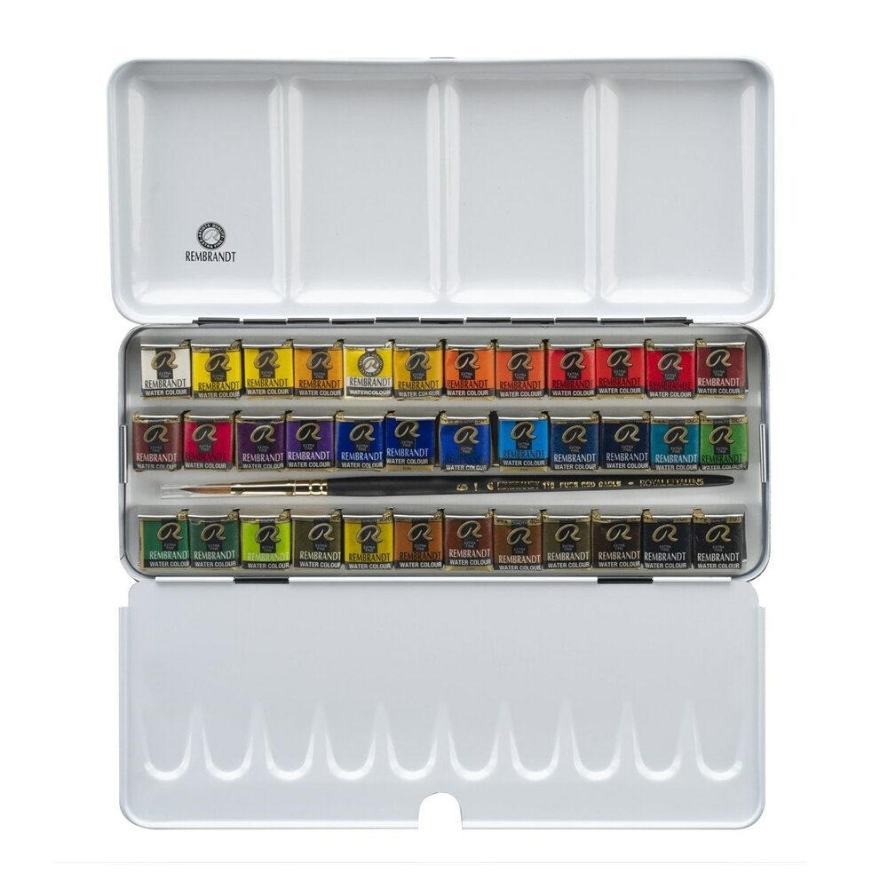 36 napjes + penseel metalen set Rembrandt Professionele Aquarelverf