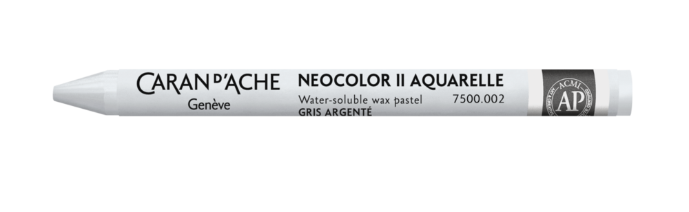 Zilvergrijs / Silver Grey Caran d'Ache Neocolor II Watervermengbaar Wax Pastels Kleur 002