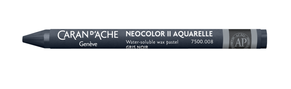 Zwart Grijs / Black Grey Caran d'Ache Neocolor II Watervermengbaar Wax Pastels Kleur 008