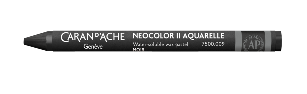 Zwart / Black Caran d'Ache Neocolor II Watervermengbaar Wax Pastels Kleur 009