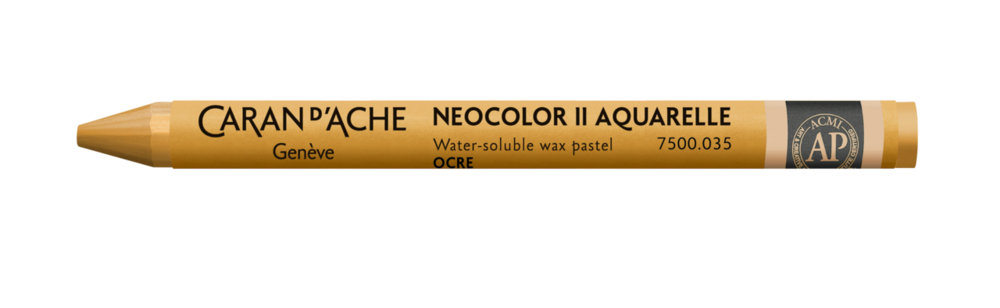 Oker / Ochre Caran d'Ache Neocolor II Watervermengbaar Wax Pastels Kleur 035