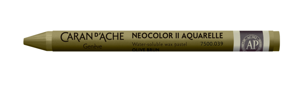 Bruinig Olijfgroen / Brownish Olive Green Caran d'Ache Neocolor II Watervermengbaar Wax Pastels Kleur 039