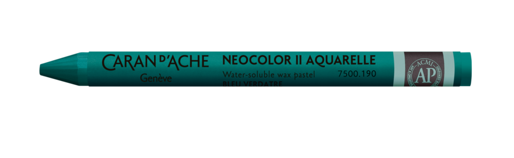 Blauw Groenachtig / Bluish Green Caran d'Ache Neocolor II Watervermengbaar Wax Pastels Kleur 190
