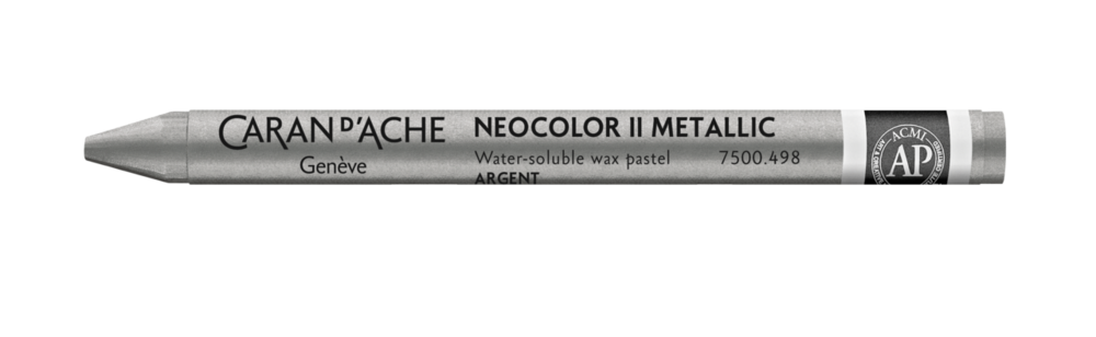 Metallic Zilver / Metallic Silver Caran d'Ache Neocolor II Watervermengbaar Wax Pastels (S2) Kleur 498