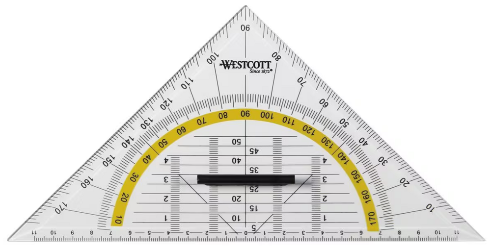 Product afbeelding van 22 CM Westcott Geodriehoek met handgreep AC-E10134-BP 4027521512221