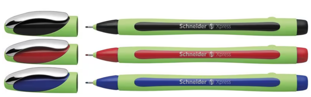 Schneider Xpress Fineliner Set &ndash; 3 Kleuren (Zwart, Rood, Blauw)