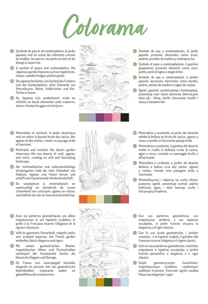 ODELIA Clairefontaine Multi-Techniek Kleurboek &ndash; A4+ Blok, 20 Vellen, 250g, Spiraalbinding &ndash; Tuinen