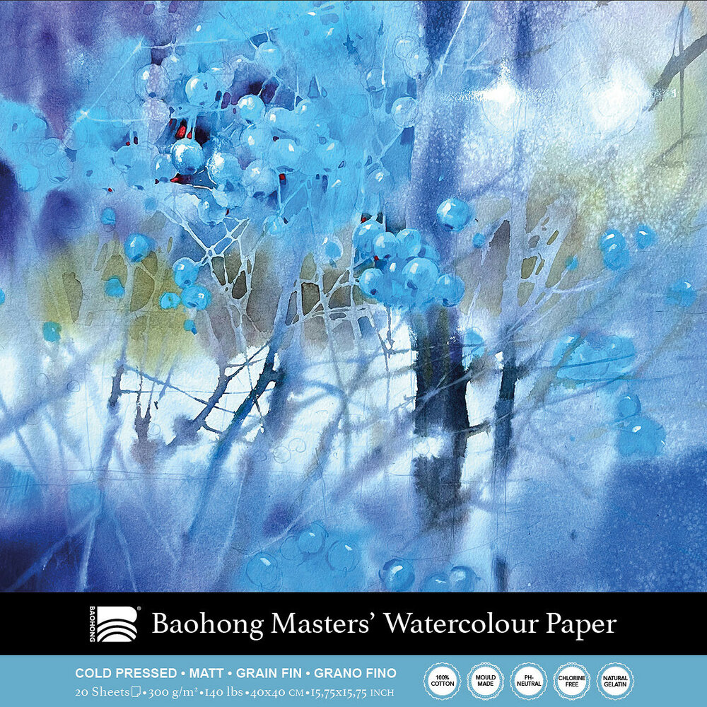 400 x 400 mm 4-zijdig verlijmd 300 grams Cold Pressed Grain Fin Medium Baohong Masters Choice Viktoria Prischedko 100 % katoen aquarelpapier