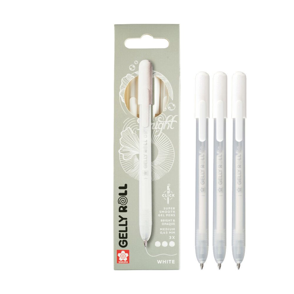 3 x Classic Witte Sakura Retractable Gelly Roll (klikpen) set H3A