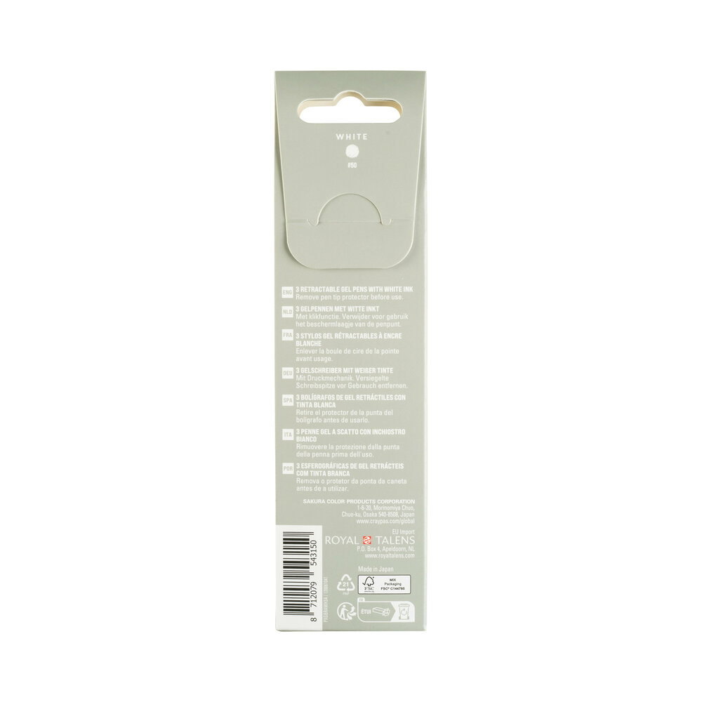3 x Classic Witte Sakura Retractable Gelly Roll (klikpen) set H3A