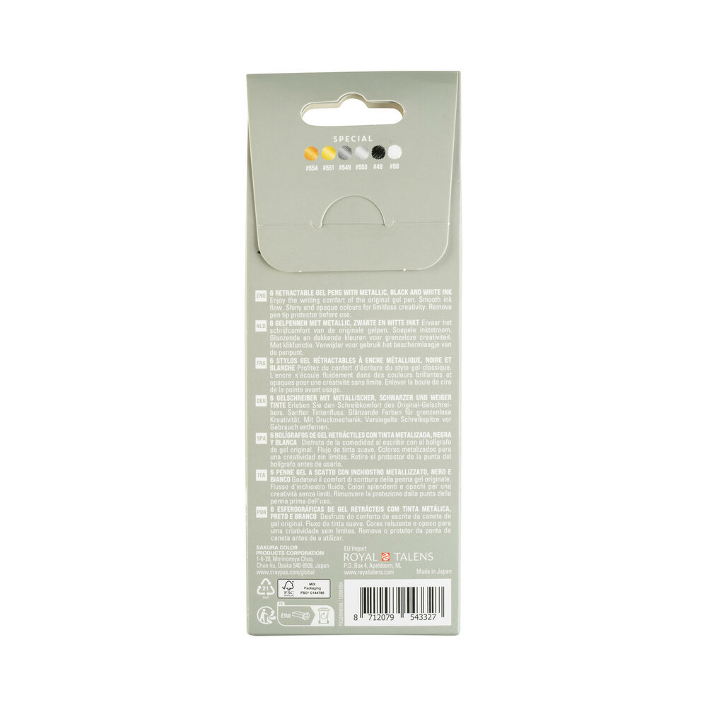 6 x Special Mix Sakura Retractable Gelly Roll (klikpen) Set X6