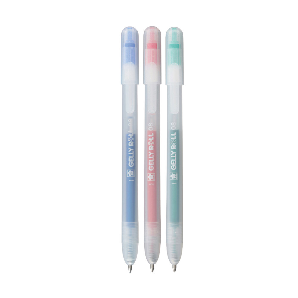 3 x Stardust Mix A Sakura Retractable Gelly Roll (klikpen) (Rood-Blauw-Groen) Set A3A