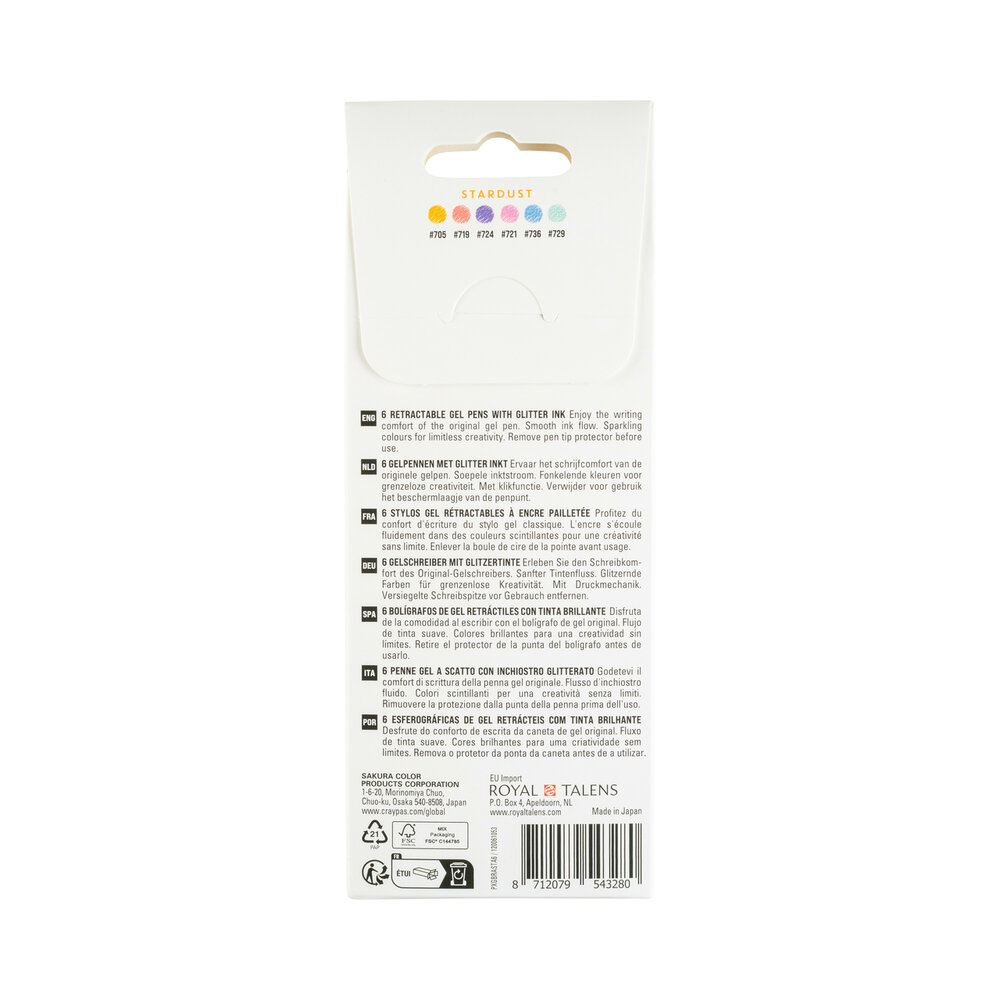6 x Stardust Sakura Retractable Gelly Roll (klikpen) Set A6