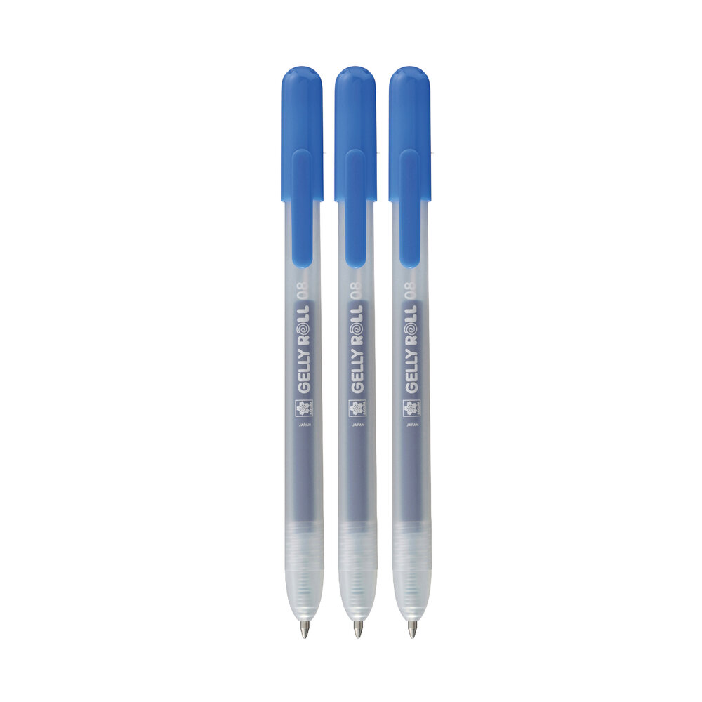 3 x Classic Blauwe Sakura Retractable Gelly Roll (klikpen) Set L3A