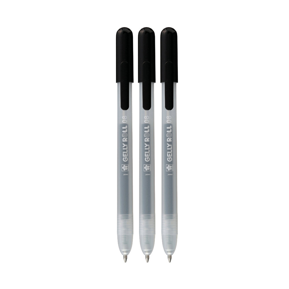 3 x Classic Zwarte Sakura Retractable Gelly Roll (klikpen) Set L3B